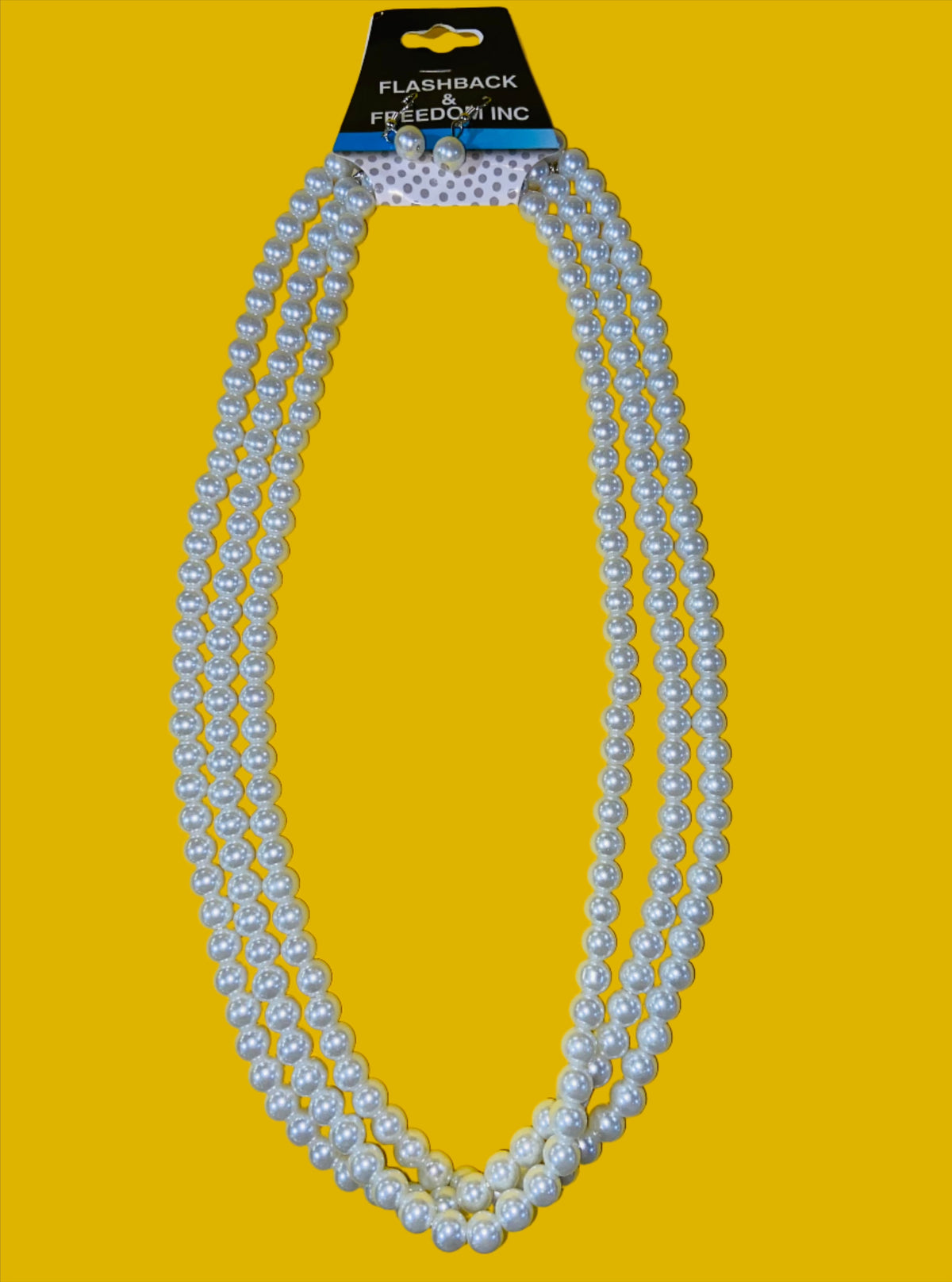 72" Glass Pearl Necklace & Earrings Set