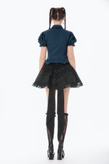 Gothic Academy Puff-Sleeve Blouse
