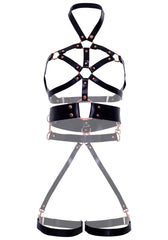 Studded Leather O-Ring Body Garter Harness