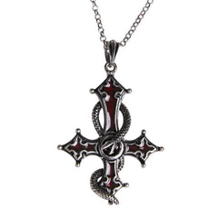 Celtic Cross Necklace with Coiled Snake