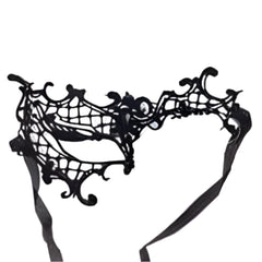 Demi Black Brocade Lace Half Mask