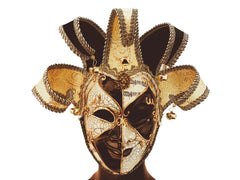 Black & White Full Face Venetian Jester Mask