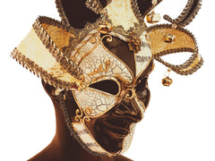 Black & White Full Face Venetian Jester Mask