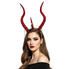 Red Horned Headpiece with Chains