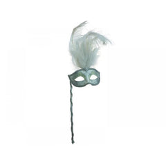 Venetian Mask w/ Feathers & Holding Stick
