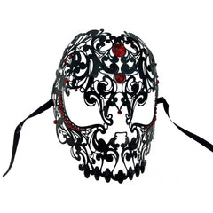 Skull Laser-Cut Black Metal Diamond Mask