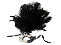 Black Masquerade Mask w/ Big Feathers