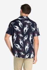 Ghostface Print Short Sleeve Button Up Shirt