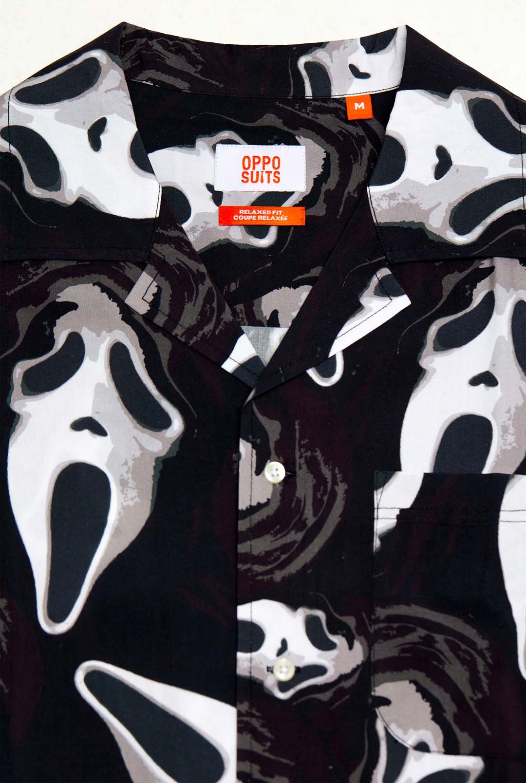 Ghostface Print Short Sleeve Button Up Shirt