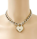 Silver Cuban Chain With Silver Heart Lock