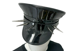 Pin Spiked Patent Black Captain Hat