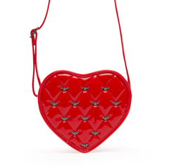 Damask Cross-Body Bag W/ Studded Bat Pattern