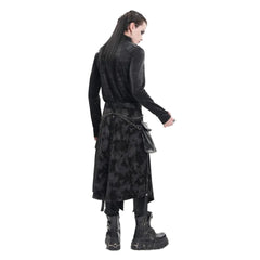 Men's Black Belted Kilt with Side Bags