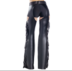 Black Fringe Pleather Chaps