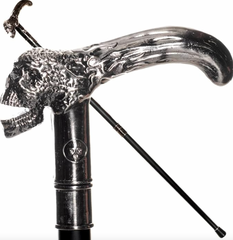 Deluxe Metal Silver Skull Handle Cane