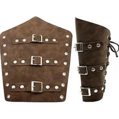 Faux Leather Cuff Brown Arm Cuffs