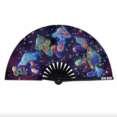 Zoomy Shroomy Mushroom Blacklight Folding Fan