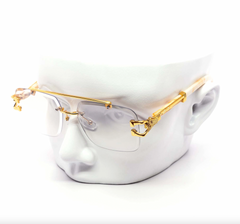 Chic Rimless Gradient Snake Miter-Cut Aviator Sunglasses