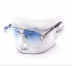 Chic Rimless Gradient Snake Miter-Cut Aviator Sunglasses