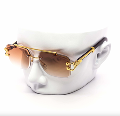 Chic Rimless Gradient Snake Miter-Cut Aviator Sunglasses