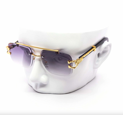 Chic Rimless Gradient Snake Miter-Cut Aviator Sunglasses