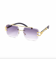 Chic Rimless Gradient Snake Miter-Cut Aviator Sunglasses