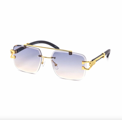 Chic Rimless Gradient Snake Miter-Cut Aviator Sunglasses