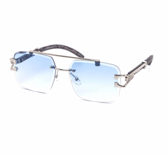 Chic Rimless Gradient Snake Miter-Cut Aviator Sunglasses