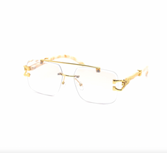 Chic Rimless Gradient Snake Miter-Cut Aviator Sunglasses