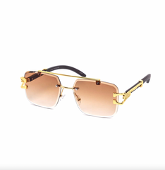 Chic Rimless Gradient Snake Miter-Cut Aviator Sunglasses