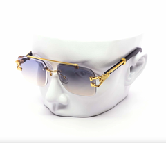 Chic Rimless Gradient Snake Miter-Cut Aviator Sunglasses