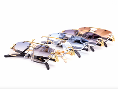 Chic Rimless Gradient Snake Miter-Cut Aviator Sunglasses