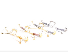 Rimless Clear Miter-Cut Wood Temple Eyeglasses