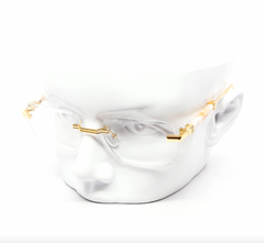 Rimless Clear Miter-Cut Wood Temple Eyeglasses