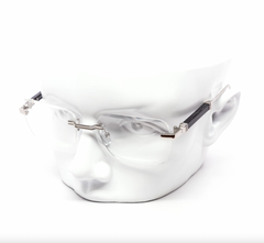 Rimless Clear Miter-Cut Wood Temple Eyeglasses