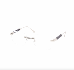 Rimless Clear Miter-Cut Wood Temple Eyeglasses