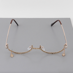 Rhinestone Tear Drop Half Framed Oval Glasses