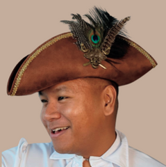 Theatrical Quality Pirate Hat w/ Skull Detail & Feather