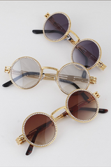 Vintage Embedded - Rhinestone & Round Sunglasses