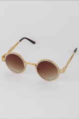 Vintage Embedded - Rhinestone & Round Sunglasses