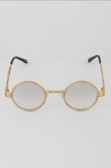 Vintage Embedded - Rhinestone & Round Sunglasses