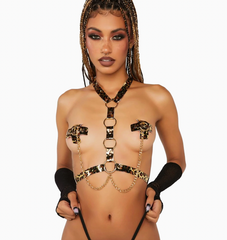 Safari Holographic Harness with Reusable Silicone Cover Pasties