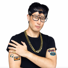 90's Rapper Gold Chain, Glasses, Tattoos & Ring Instant Kit