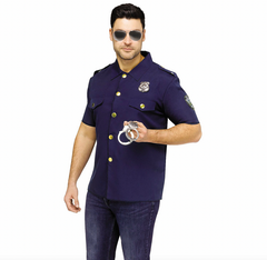 Instant Police Kit w/ Silver Badge, Aviator Glasses & Handcuffs