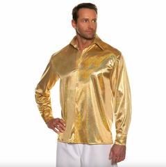 70's Metallic Mirror Men's Disco Shirt