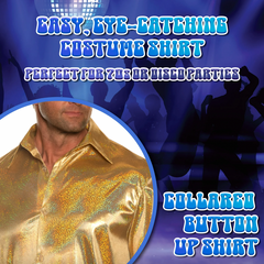 70's Metallic Mirror Men's Disco Shirt