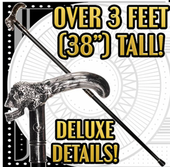Deluxe Metal Silver Skull Handle Cane