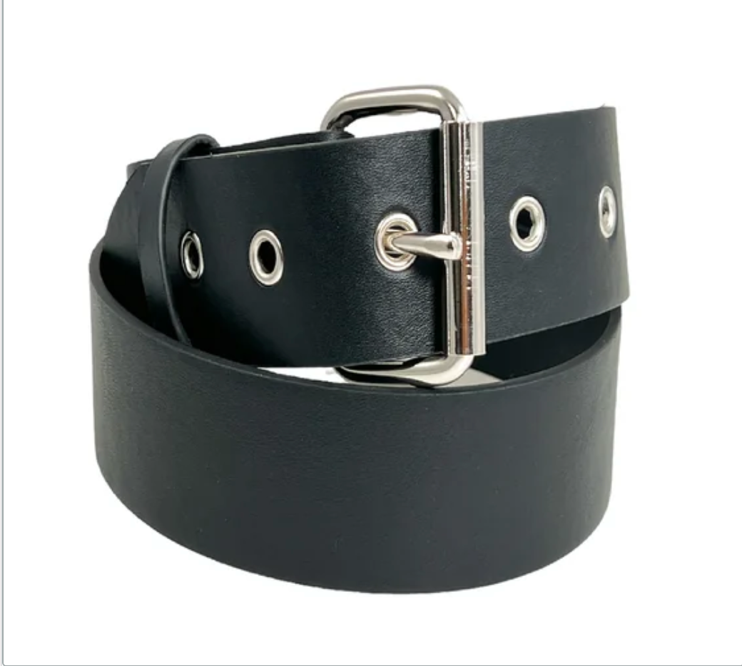 3/4" Wide Black Vegan Leather Belt