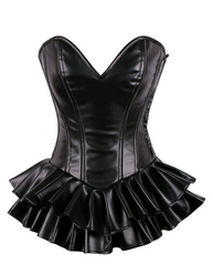 Top Drawer Black Faux Leather Steel Boned Mini Corset Dress