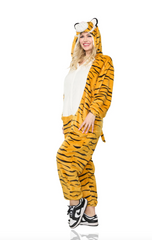 Roar in Comfort: Striped Tiger Pajama Jumpsuit